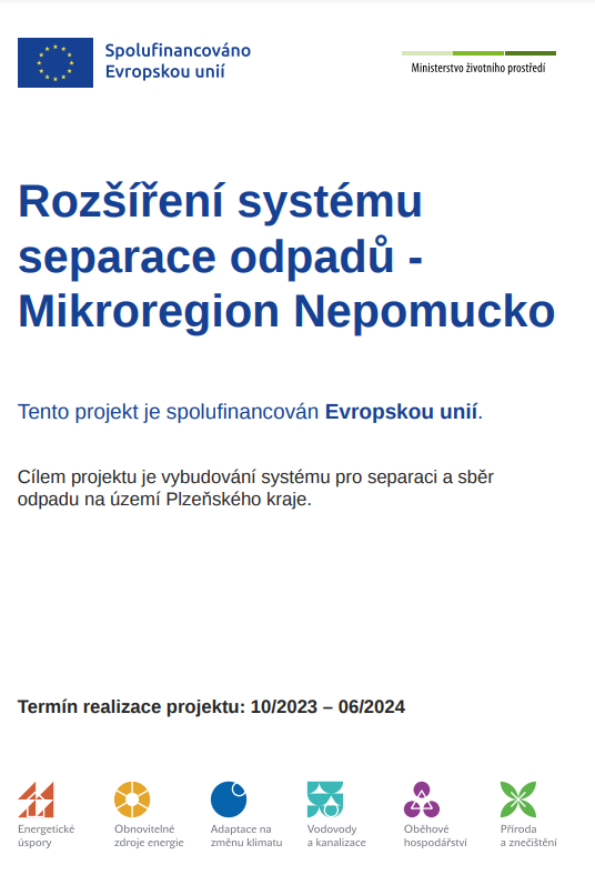 Rozšíření systému separace odpadů - Mikroregion Nepomucko - plakát