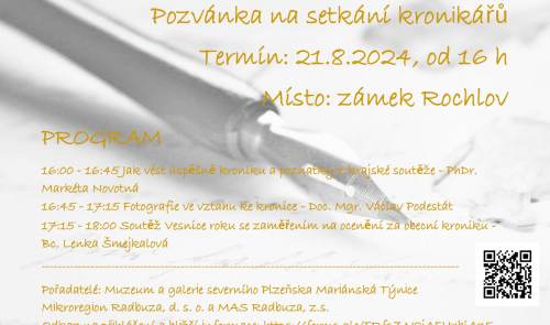 Pozvánka na Venkovské fórum a setkání kronikářů 21.-22.8.2024 - zámek Rochlov