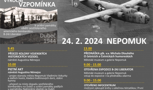 Nepomuk - 80 let od sestřelení Liberatoru - vzpomínka 24. 2. 2024 - plakát