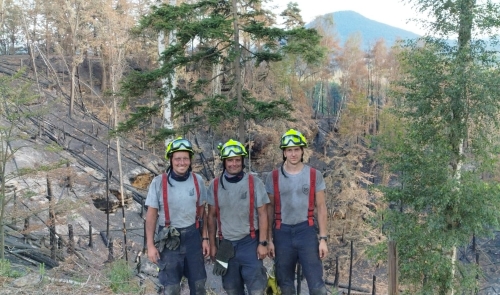 Zásah nepomuckých hasičů při rozsáhlém požáru lesa v Českém Švýcarsku